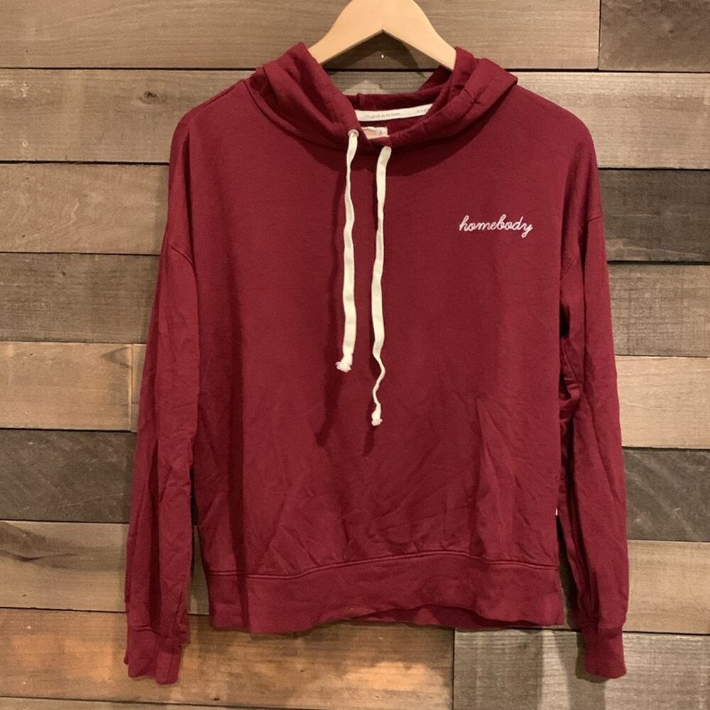 Magnolia Women's Homebody Loungewear Hoodie Sweatshirt in Burgundy Maroon